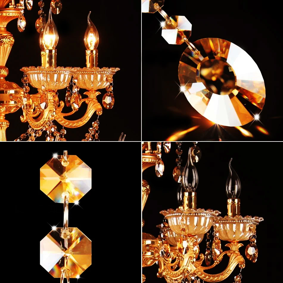 Роскошная хрустальная люстра светильник Винтаж Золотая Подвесная лампа для