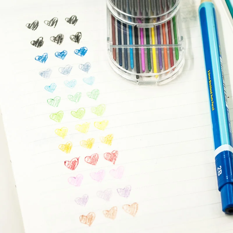 12pcs 2B 2mm 12 Color Length 90mm Mechanical Pencil Lead Colorful Refill Art Sketch Drawing Set Supplies School Stationery | Канцтовары