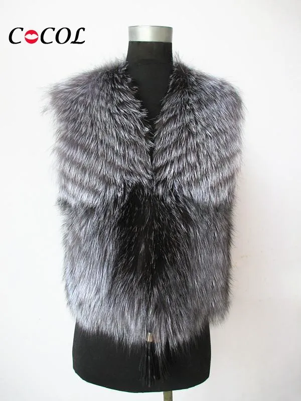 Женский меховой жилет роскошное пальто из натурального Лисьего меха верхняя