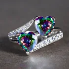 Обручальные кольца из циркона для женщин, два ярких кольца с сердечками, обручальное кольцо, ювелирное изделие