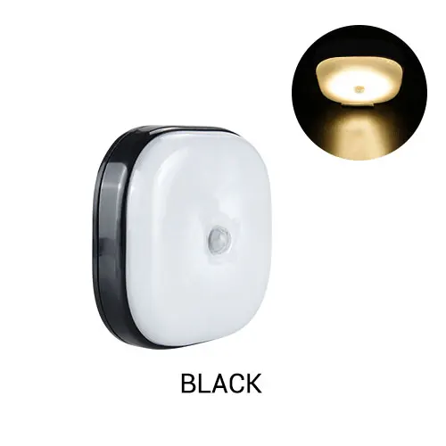 Black Shell Warm Беспроводной светодиодный движения PIR Сенсор Кухня шкаф светильник Батарея лампа с светильник Сенсор Bajada De Cama холодильник освещение для шкафа - Цвет: Black Shell Warm