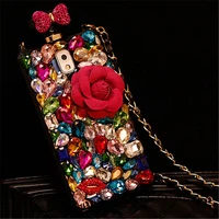 fashion bling colorful diamond camellia flower perfume bottle case cover for samsung note 20 10 9 s22 s21 s20 ultra s10 s9 plus
