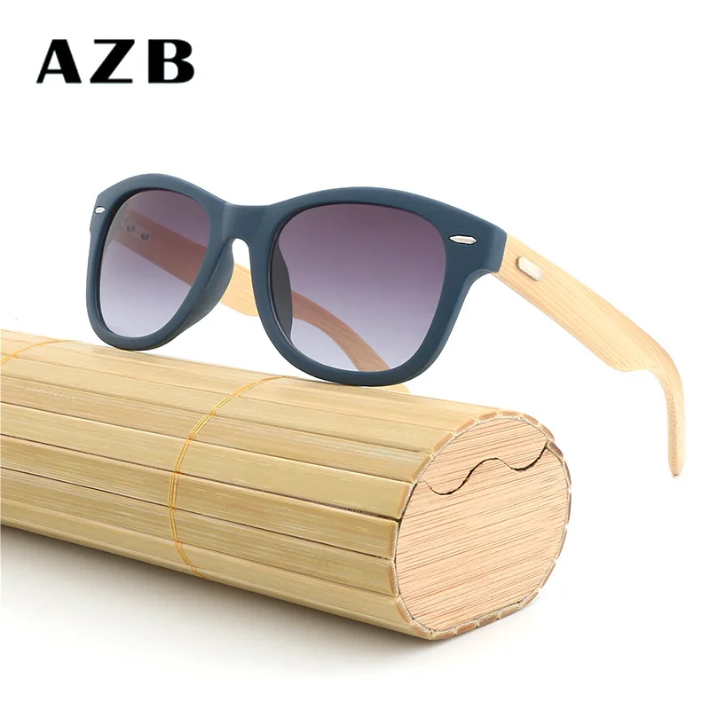 AZB бамбука ноги солнцезащитные очки для женщин Gafas Матовый Ретро UV400 зеркальные очки Брендовые дизайнерские очки солнцезащитные очки anteojos de sol mujer