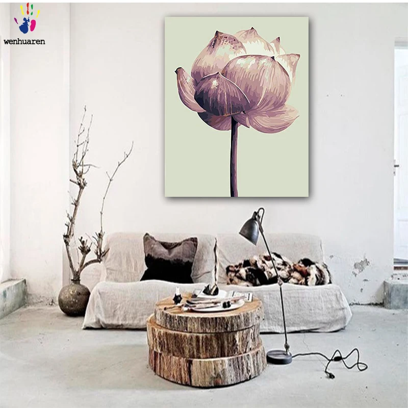 DIY картинки для раскраски по номерам с colorsDifferent лотоса flowersdrawing живописи защелка