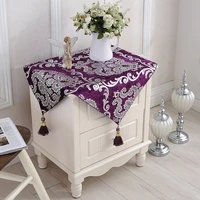 top grade european bedside cabinet cover hot stamping silver flower luxurious classical tablecloth black table covers