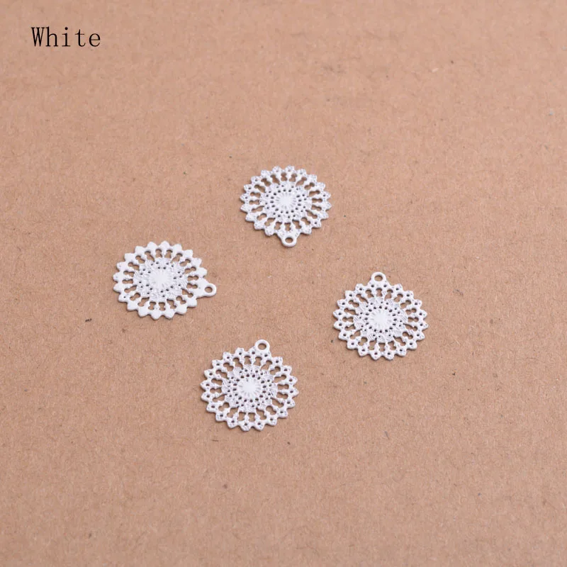 100 шт AC2572 цветная филигранная круглая подвеска в форме солнца DIY filigrane pour bijoux 11 мм* 13 мм - Окраска металла: White