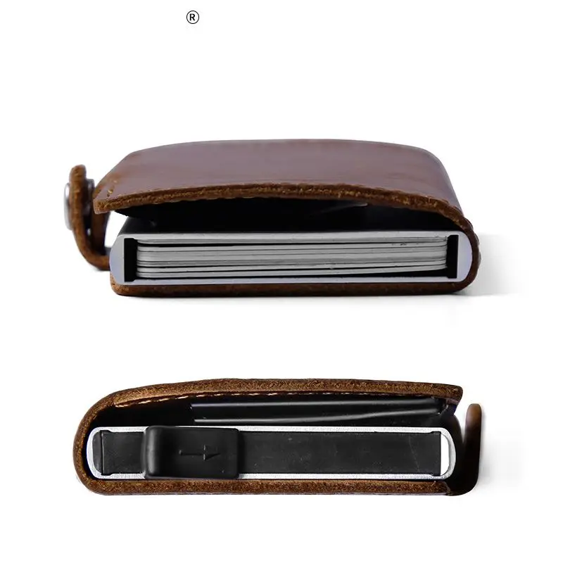 EISIPURI Бизнес из натуральной кожи мини RFID кошелек Для мужчин кредитной держатель