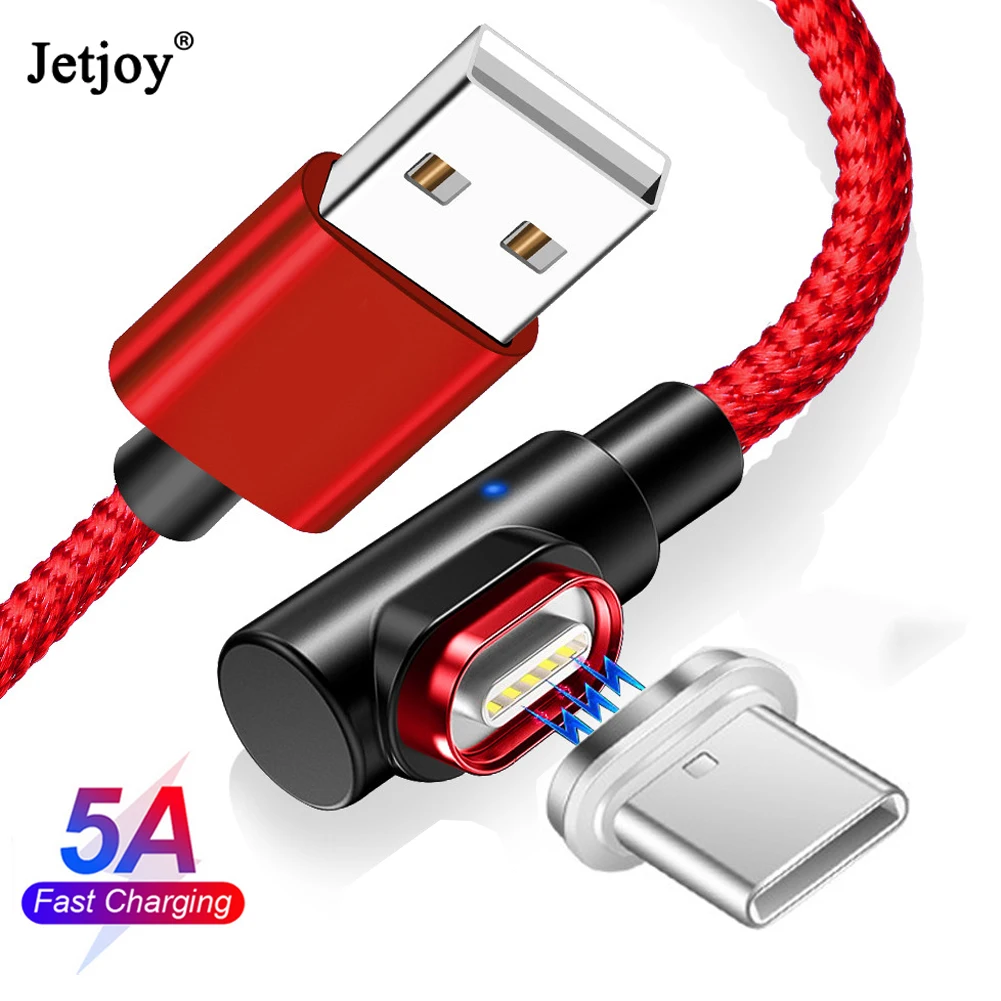 Jetjoy Магнитный 5A usb type C Быстрый кабель синхронизации зарядного устройства для huawei P30 Pro mate 20 Lite нейлоновый ткацкий светодиодный светильник