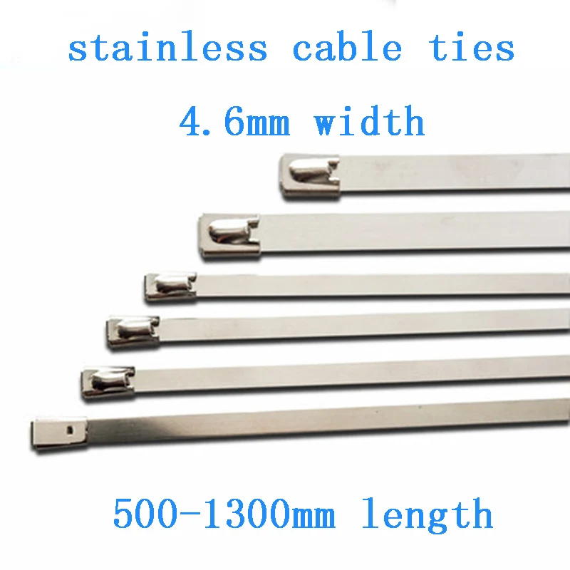 20pcs 4.6mm stainless steel metal cable ties ball lock self-lock tie zip wrap exhaust heat straps induction pipe wire accessory |