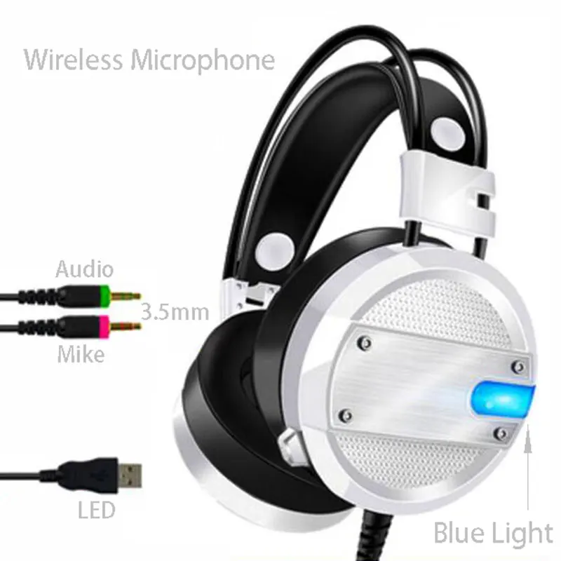 White-Have lights Новинка, A10, настольный компьютер, ноутбук, для телефона, наушники, 7,1 каналов, Esports, игра с пшеницей, CF кабель с микрофоном, бас наушники - Цвет: White-Have lights