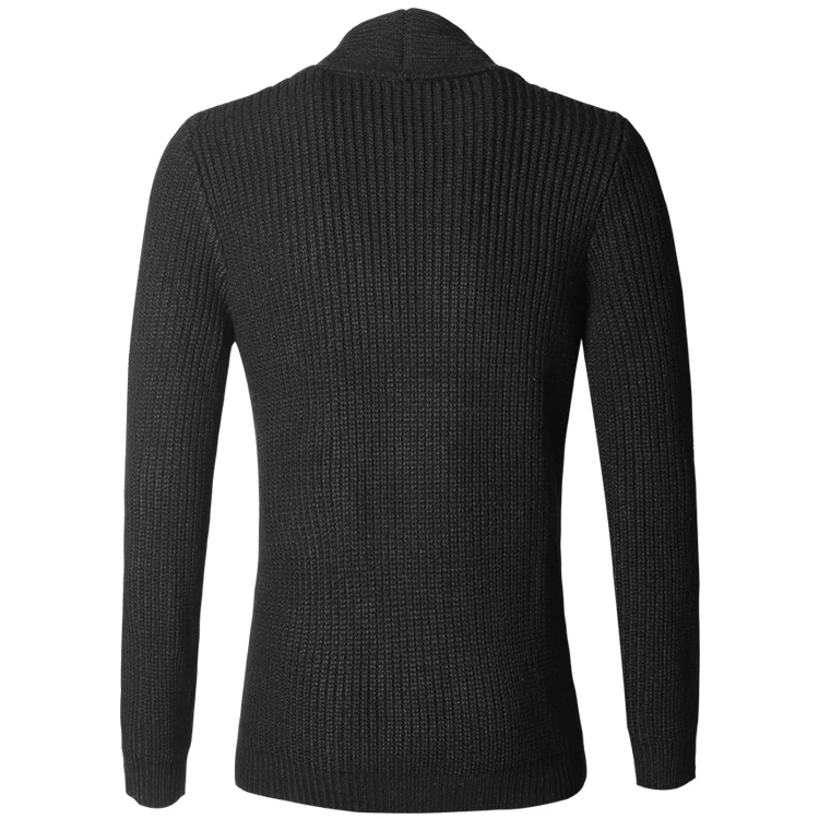 Autumn and Winter New Black Men's Pure Woolen Knitted Cardigan Men Casual Slim Warm European Style Long Sleeve Knitwear J775 | Мужская