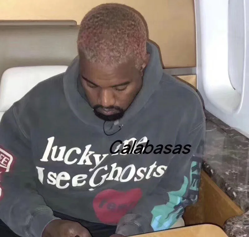 Kanye West/Детские толстовки с капюшоном в стиле хип-хоп для мужчин и женщин с изображением Призрака и флокированием; повседневная мужская уличная одежда; пуловер с капюшоном