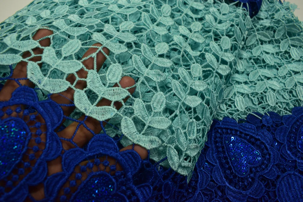 Оптовая продажа дешевая африканская кружевная ткань небесно-голубого цвета