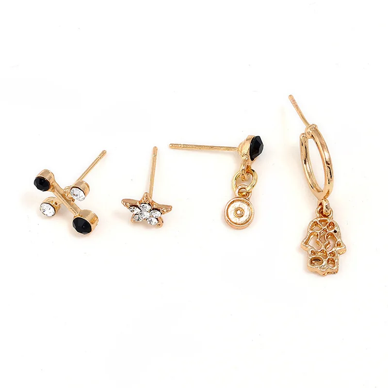 4 шт./компл. золотой цвет Комплект сережек для женщин в стиле панк чармы