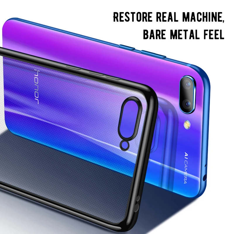 Прозрачный чехол с покрытием для Huawei Honor 10 Lite 8 9 V9 Nova 3 мягкий TPU гальванический