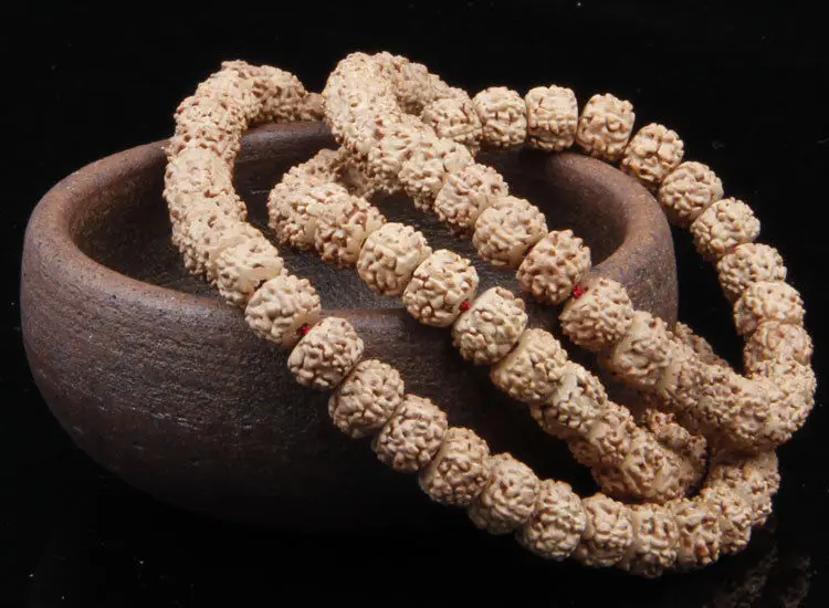 

7x9mm Tibetan Buddhism 108 Rudraksha Seeds Prayer Bead Cakra Mala Necklace
