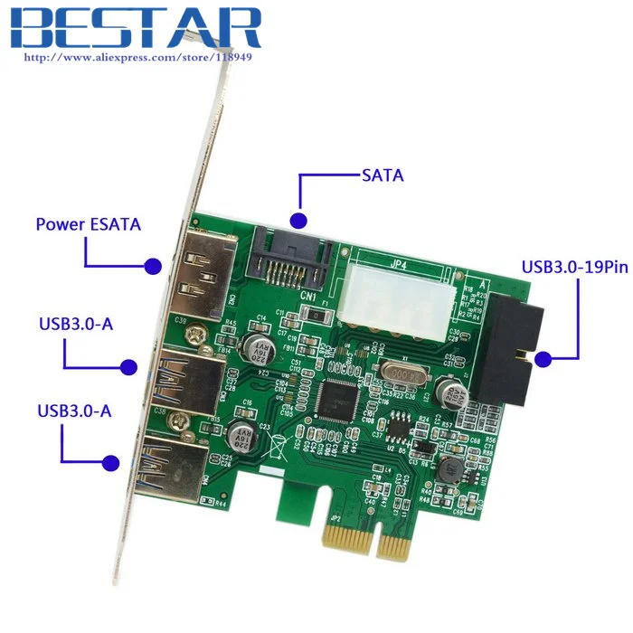 Внешний адаптер Pci e PCI Express для карт 2 порта USB 3 0 Esata 19pin|express card adapter|2 ports usb 3.0usb header |