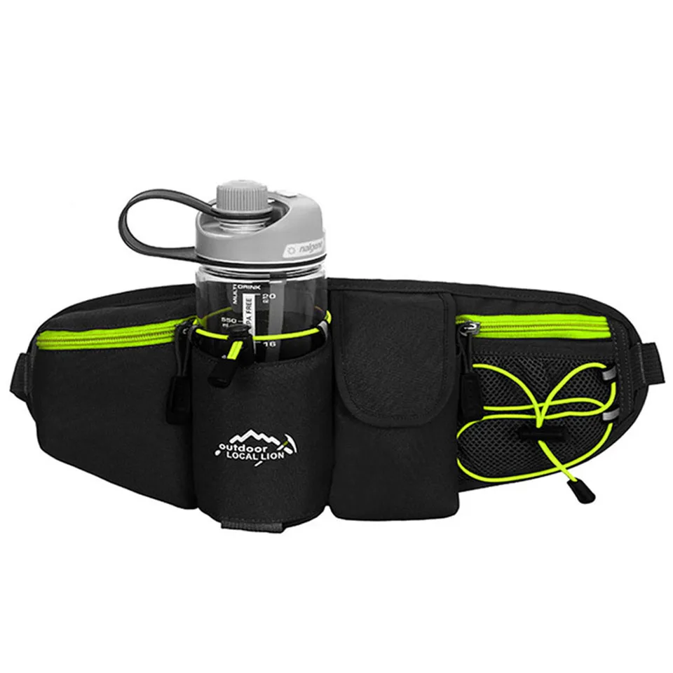 Black with Green Местный лев унисекс Беговая сумка для путешествий Удобная походная Спортивная поясная сумка на молнии сумка для бега дорожные велосипедные поясные сумки - Цвет: Black with Green