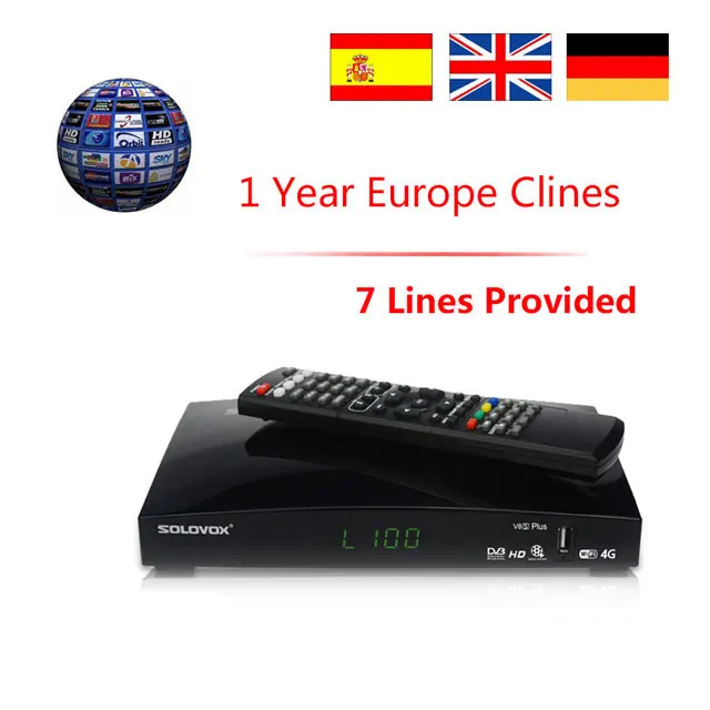 V8S with 12mon cccam Receptor de satellite V8S Plus DVB-S2 цифровой FULL HD испанско-португальский 7 линий CCCAM Youtube Biss Key satellite finder pk tv box - Цвет: V8S with 12mon cccam