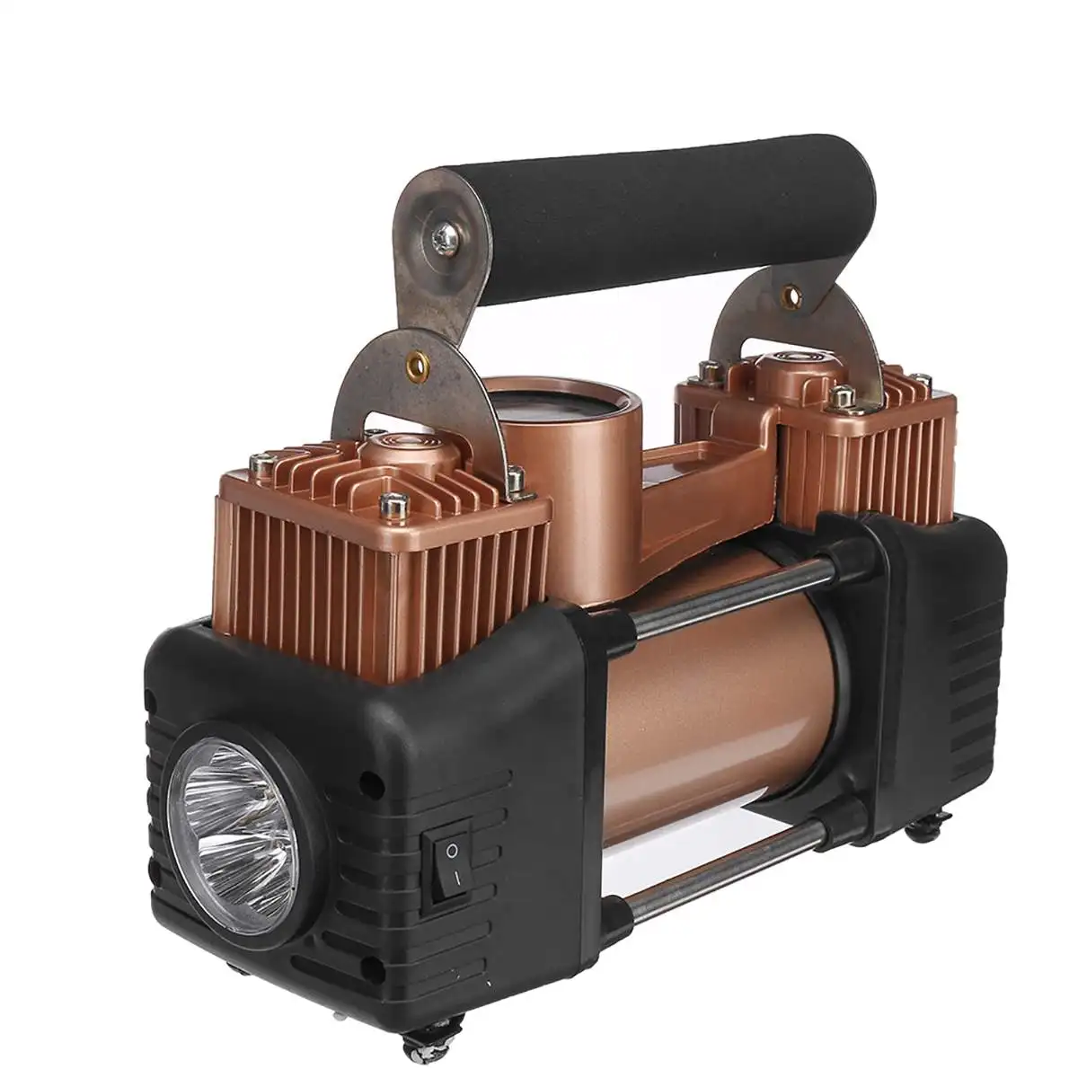 Gold Universal 12V 150PSI Digital Portable Double Cylinder Car Air Compressor Tire Tyre Inflator Pump For Car Trucks With Light - Color Name: Gold