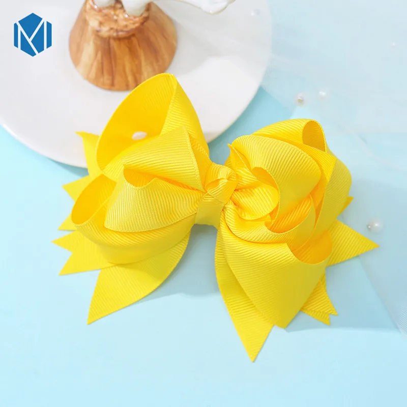yellow 1 шт. 5 дюймов нарисованной длинноволосой девочкой, Луки Галстуки-ленты бантом заколки для волос для детей, детские аксессуары для волос Головные уборы шпильки для волос в подарок на - Цвет: yellow