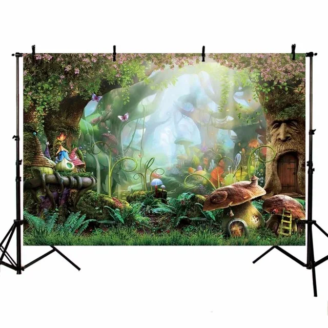 

Fairy Tale Forest Photography Backdrops Children Backgrounds Photo Studio Mushrooms Flowers Photo Background