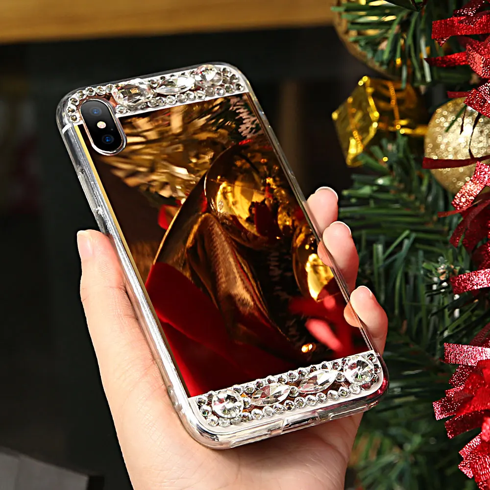 KISSCASE Diamond Mirror Case For iPhone 5 5S SE 6 6S 7 Plus X TPU Fashion Ultra Thin Soft Phone Accessories Cover |