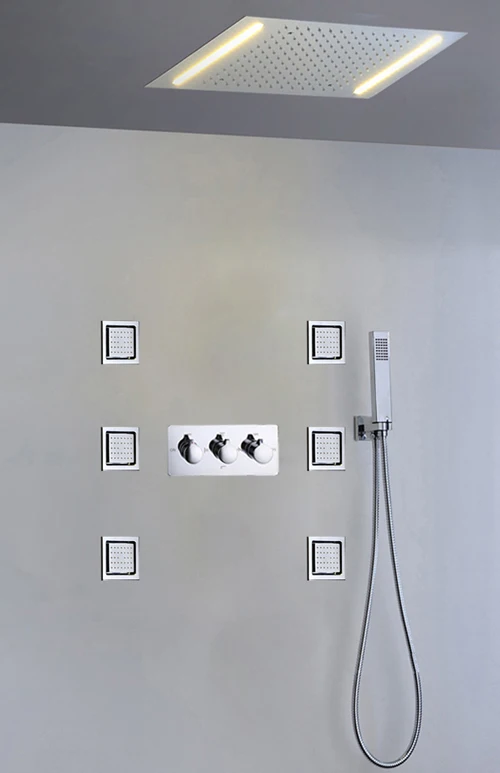 Смеситель для душа в ванной 100V~ 240V AC желтый светодиодный душевой колпак для душа горячий и холодный смеситель кран Простая установка современный - Цвет: With Big Body Jets