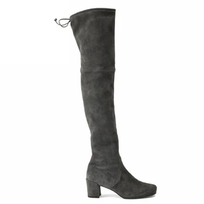 Gray thighboot Зимние сапоги на высоком каблуке 7,5 см женские зимние сапоги до бедра женская обувь на высоком каблуке с искусственным мехом женские сапоги выше колена женская обувь - Цвет: Gray thighboot