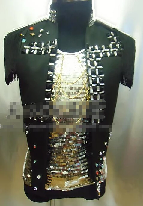 2016 Новый Модный жилет для мужчин костюм певицы певца панка джаз Ds Dj куртка с