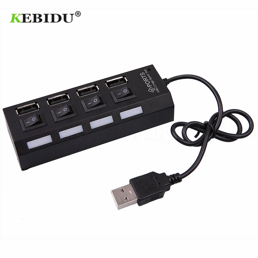 USB 2 0 концентратор KEBIDU Mini с 4 портами светодиодный высокоскоростной внешний usb