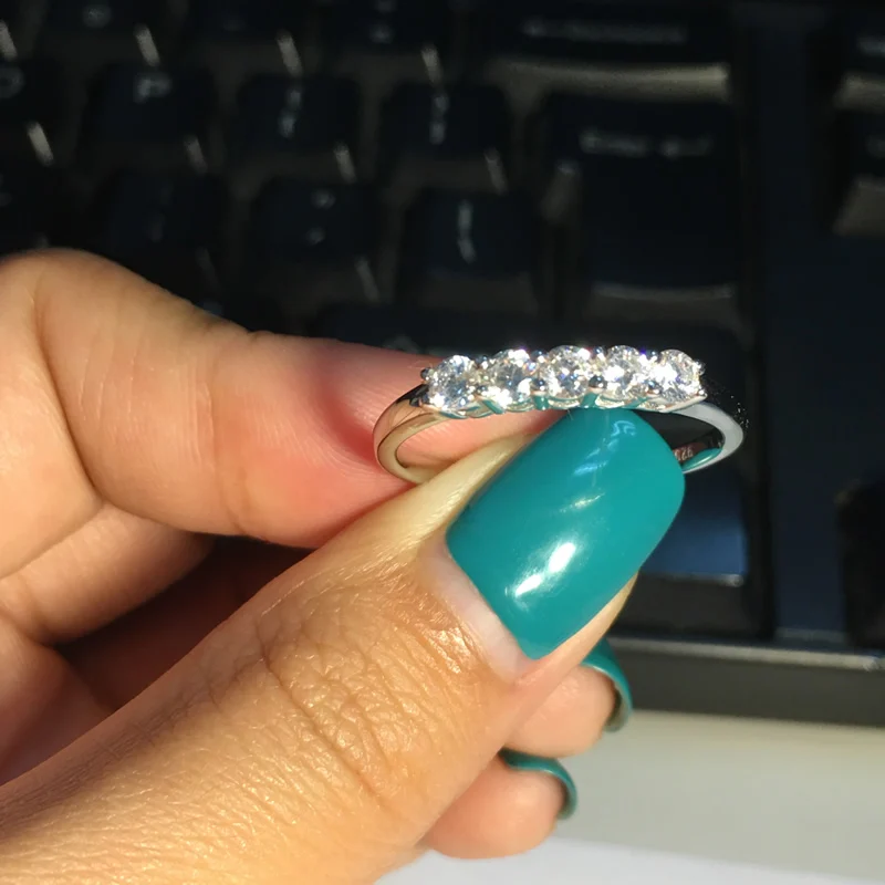 AINUOSHI NSCD серебро Aneis Feminino модные ювелирные изделия для женщин из натуральной стерлингового серебра 925 пробы вечерние кольца ряд сверла полосы