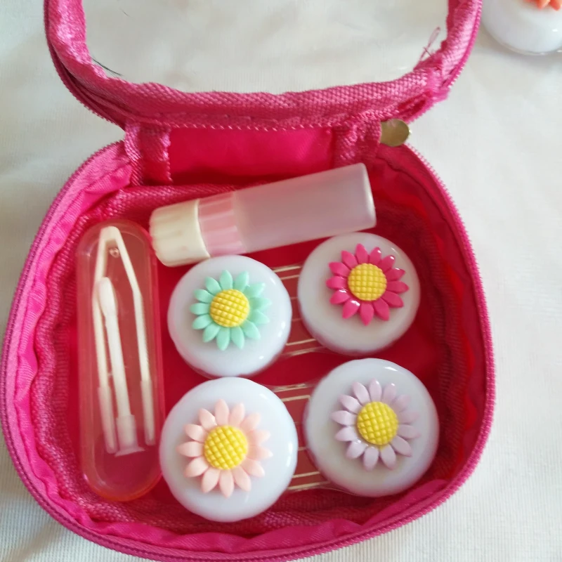 LIUSVENTINA DIY милый розовый цветок контактные линзы чехол для глаз коробка очков