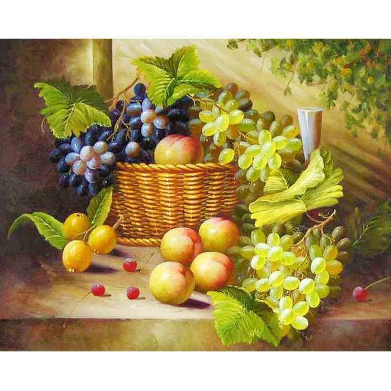 100% 5d Diy Diamond Mosaic grape fruit basket Embroidery Painting Cross Stitch 3D crystal Patterns Mazayka dinner room | Дом и сад