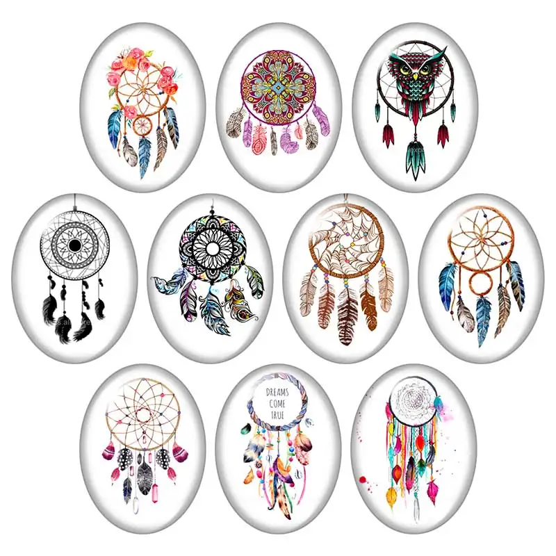 Beauty Dream catchers перья 13x1 8 мм/18x2 5 мм/30x40 мм Смешанные овальные фото стекло кабошон
