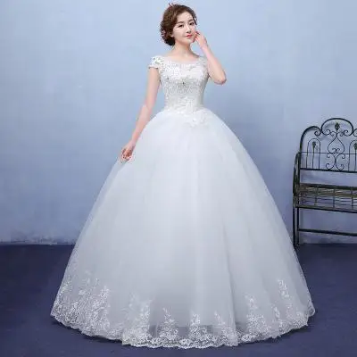 Новые винтажные Свадебные платья Mrs Win бальное платье принцессы с коротким рукавом Свадебные платья Vestido De Noiva Robe De Mariee F - Цвет: off white
