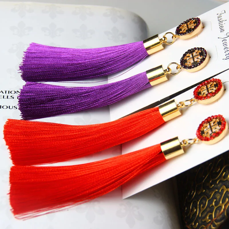 Женские богемные серьги KMVEXO Длинная кисточка из горного хрусталя модные висячие