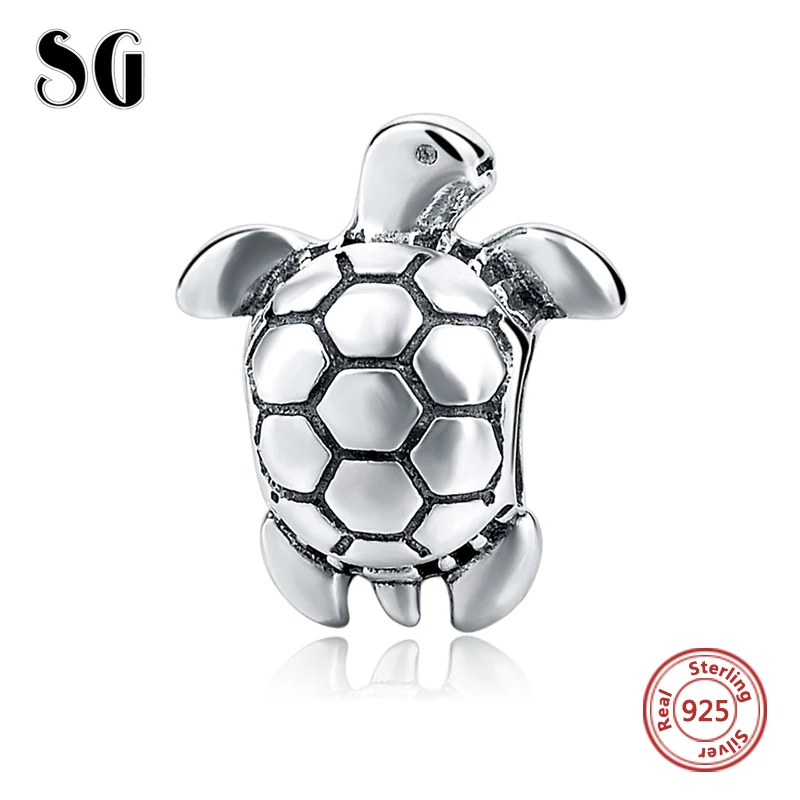 SG милые морские животные Черепаха Коллекция diy pandora амулеты 925 Серебряные Бусины Подходят Аутентичные браслет кулон Модные ювелирные изделия - Цвет: 7403