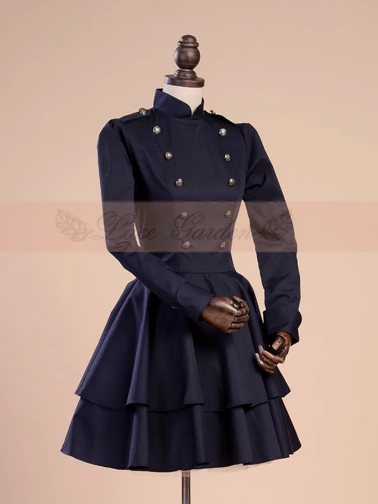 Dark blue Long Sleeves Ruffles 18th Century Renaissance Gothic Victorian Dresses Halloween Ball Gowns/Party Dress | Женская одежда