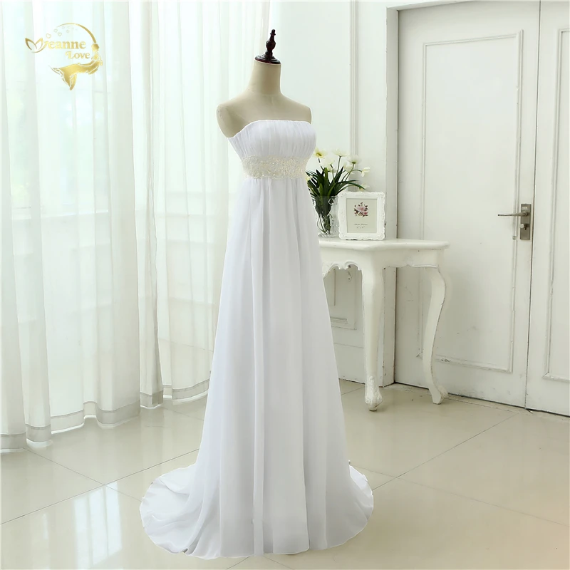 Без бретелек свадебное платье 2021 Империя костюм беременным женщинам Vestidos шифон