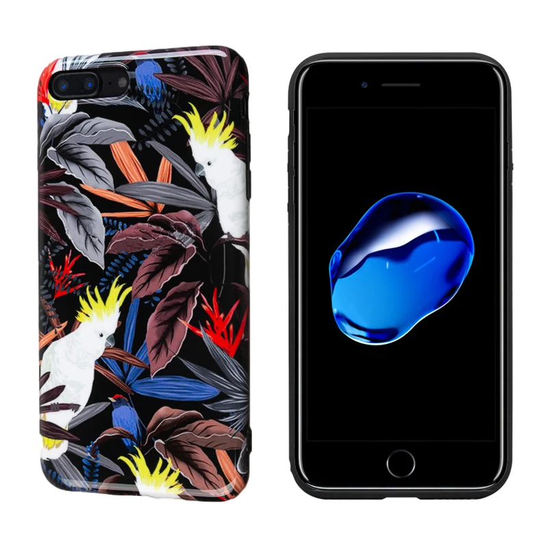 Роскошный Глянцевый Мягкий силикон IMD чехол для iPhone 7 8X10 милые птицы счастливый