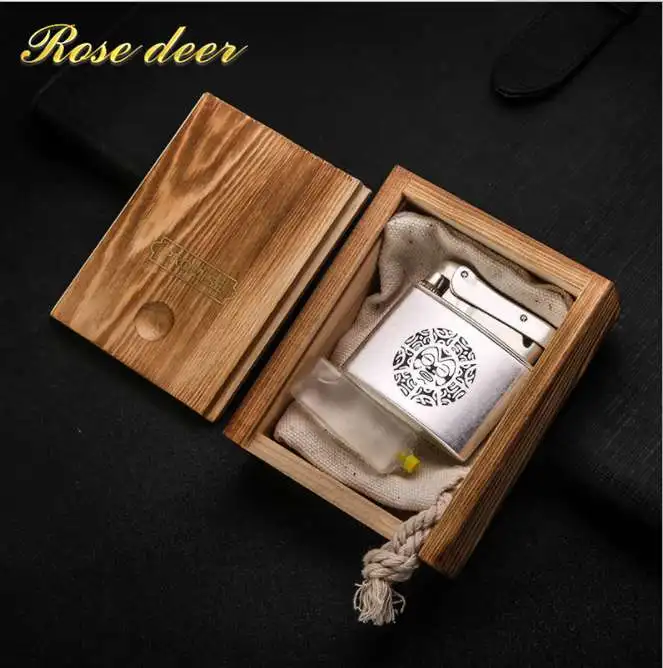 

Retro Oil Lighter Gas Grinding Wheel Cigarettes Metal Bar Lighters Pure Copper Cigarette Accessorie Men Gadgets Lighter