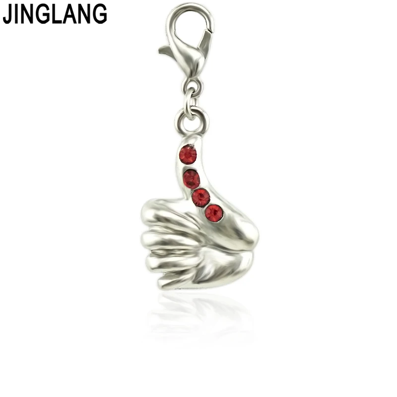 JINGLANG Прямая Продажа металлический сплав со стразами большой палец Подвески