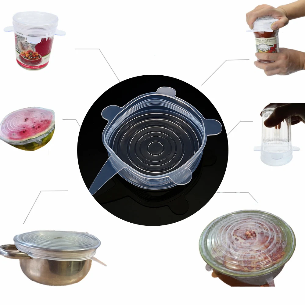 6 шт./компл. многофункциональная силиконовая крышка для еды уплотнение вакуумная