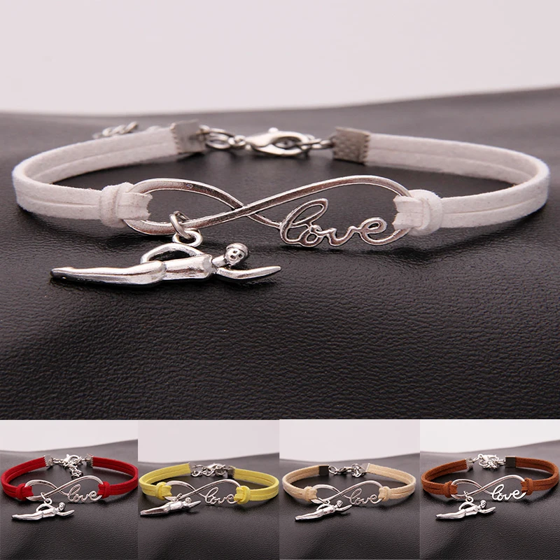 Браслет-брошенный браслет-браслет бесконечной любви с пловцом 18 цветов и браслетами ручной работы из фитнес-украшений для женщин и мужчин.
