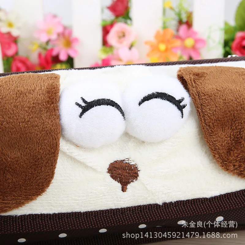 Милый плюшевый тканевый пенал с плюшевой собачкой мультяшный дизайн для ручек и