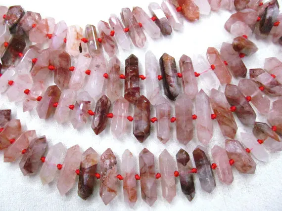 Ювелирное изделие ручной работы с аметистом кристаллом красным кварцем дымчатым