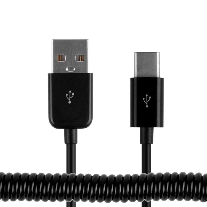 1 м 3 пружинный спиральный Выдвижной USB кабель типа C Быстрая зарядка для Samsung S8 S9 S10