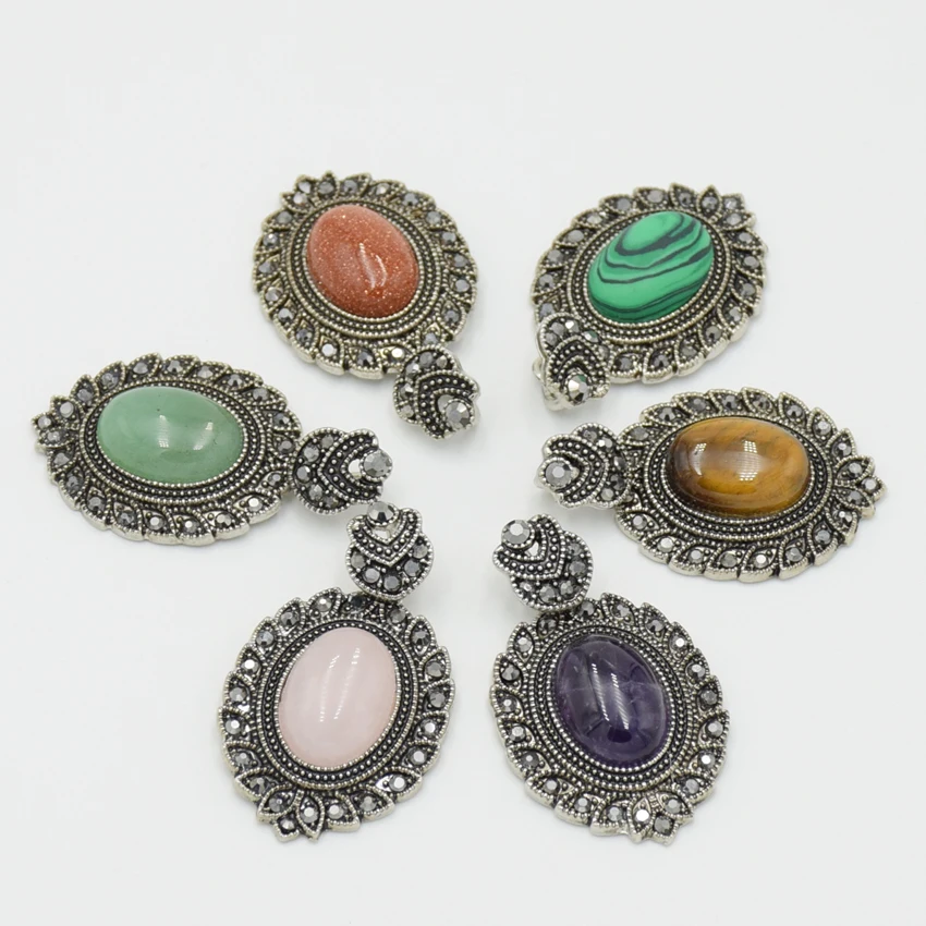 Старинные антикварные покрытый серебром натуральный розовый кристалл/авантюрин