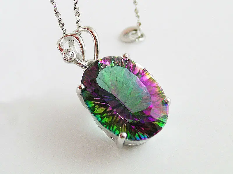2013 Fashion UNIQUE DESIGN FLOWER 14ct Genuine Mystic Topaz Pendant 925 Sterling Silver Free Shipping|topaz silver jewellery|topaz earingssilver